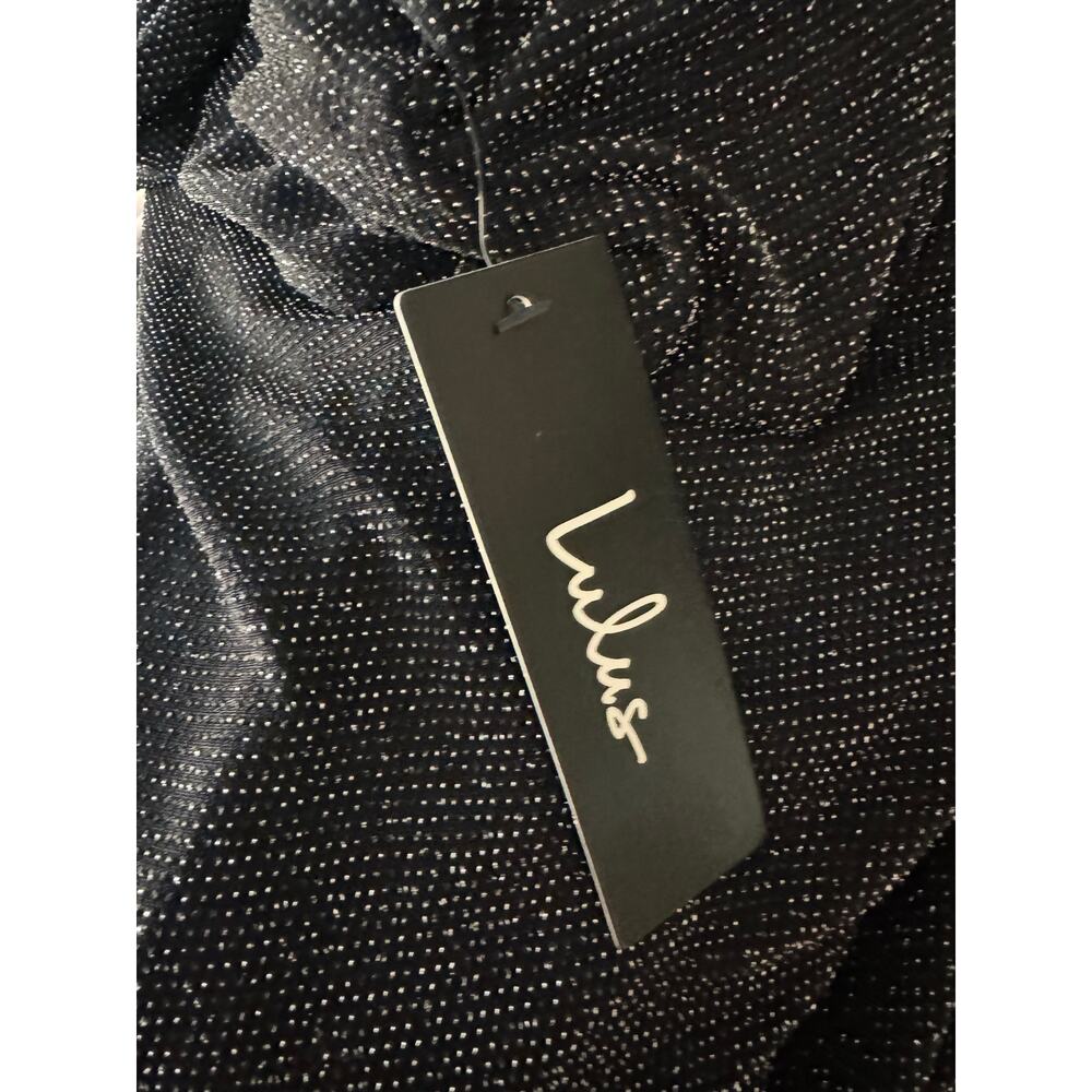 Lulus | Gift of Love Black Silver Backless Long Sleeve Bodycon Dress | Size L - Picture 12 of 14